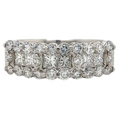 Bague d'anniversaire Contemporary 1.2 TCW Diamond and Platinum 3 Row Anniversary Ring (bague d'anniversaire à 3 rangs)