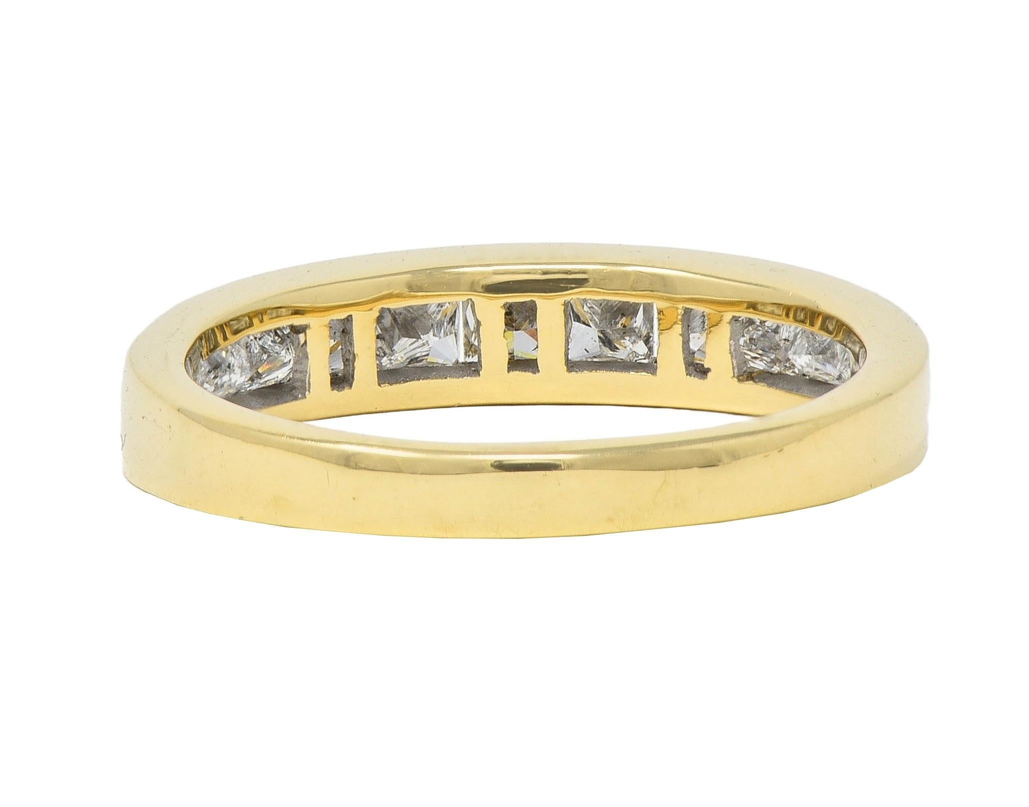 Anneau de mariage contemporain en or jaune 14K avec diamant taille princesse 1,20 CTW Excellent état - En vente à Philadelphia, PA