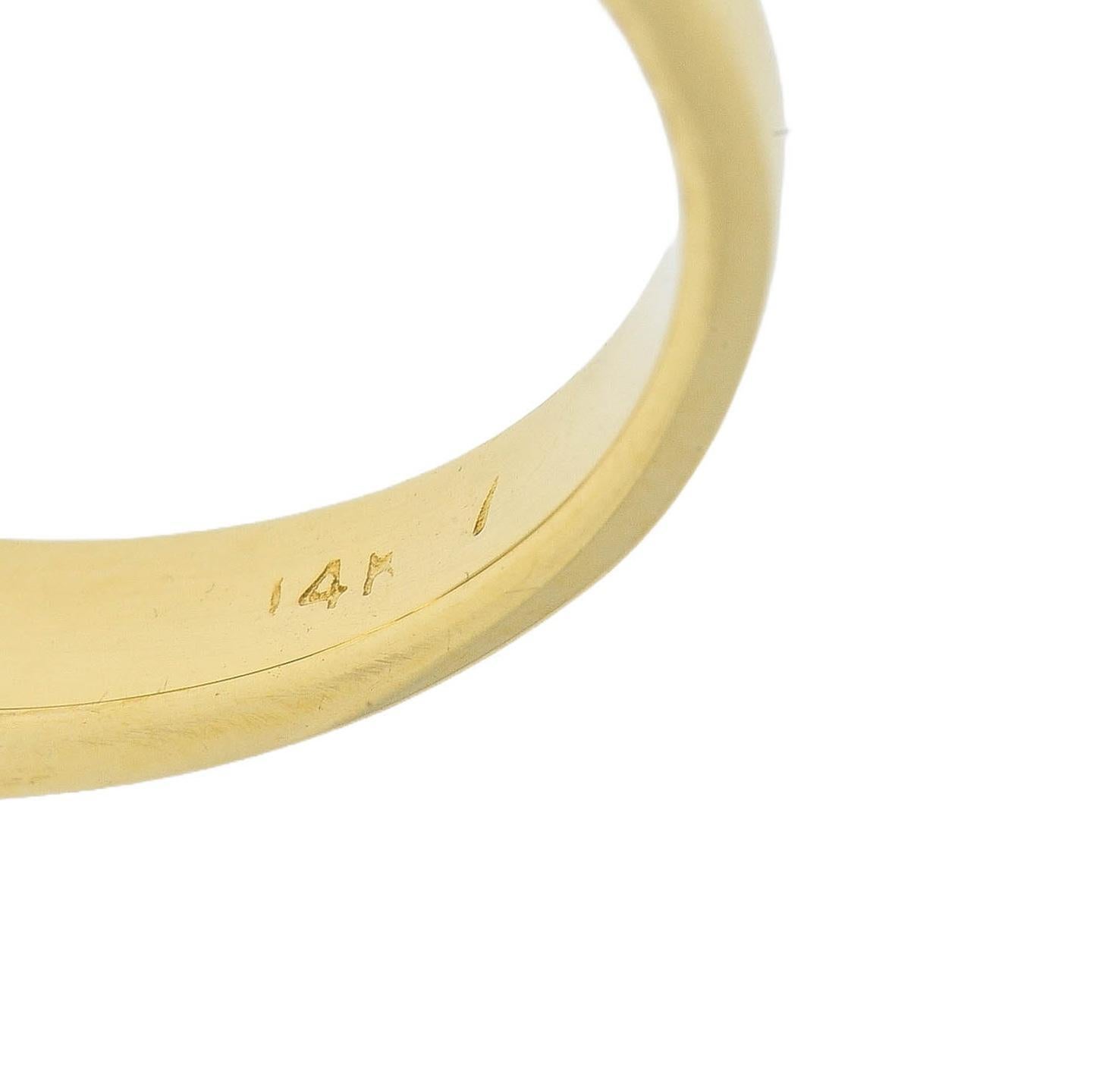 Anneau de mariage contemporain en or jaune 14K avec diamant taille princesse 1,20 CTW en vente 1