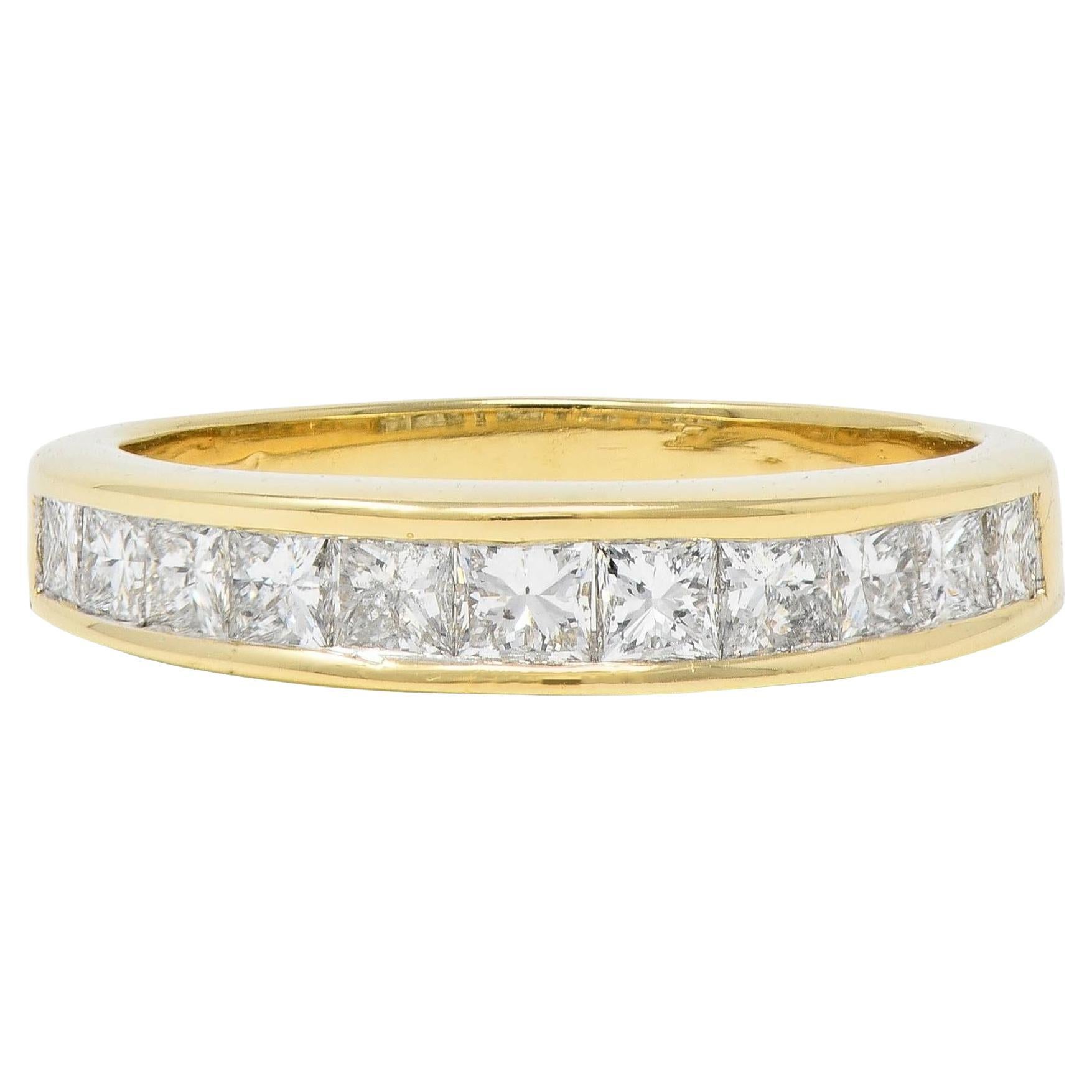Contemporary 1.20 CTW Princess Cut Diamond 14K Yellow Gold Wedding Band Ring