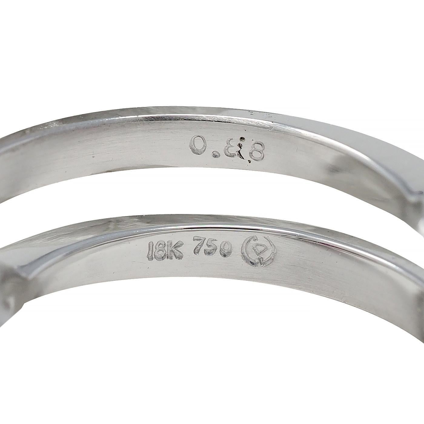 Contemporary 1.20 CTW Ruby Diamond 18 Karat White Gold Buckle Ring For Sale 5