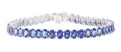 Bracelet contemporain en or blanc 14 carats avec tanzanite taille ovale de 12,00 carats