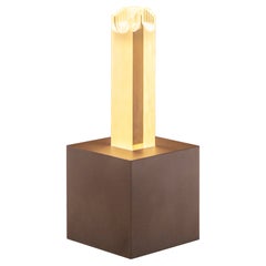 Contemporary 12°14”S Floor Lamp, Matte Acrylic & Aluminum, by Yonathan Moore