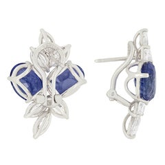 Contemporary 12.32ct Sapphire and Diamond Earrings