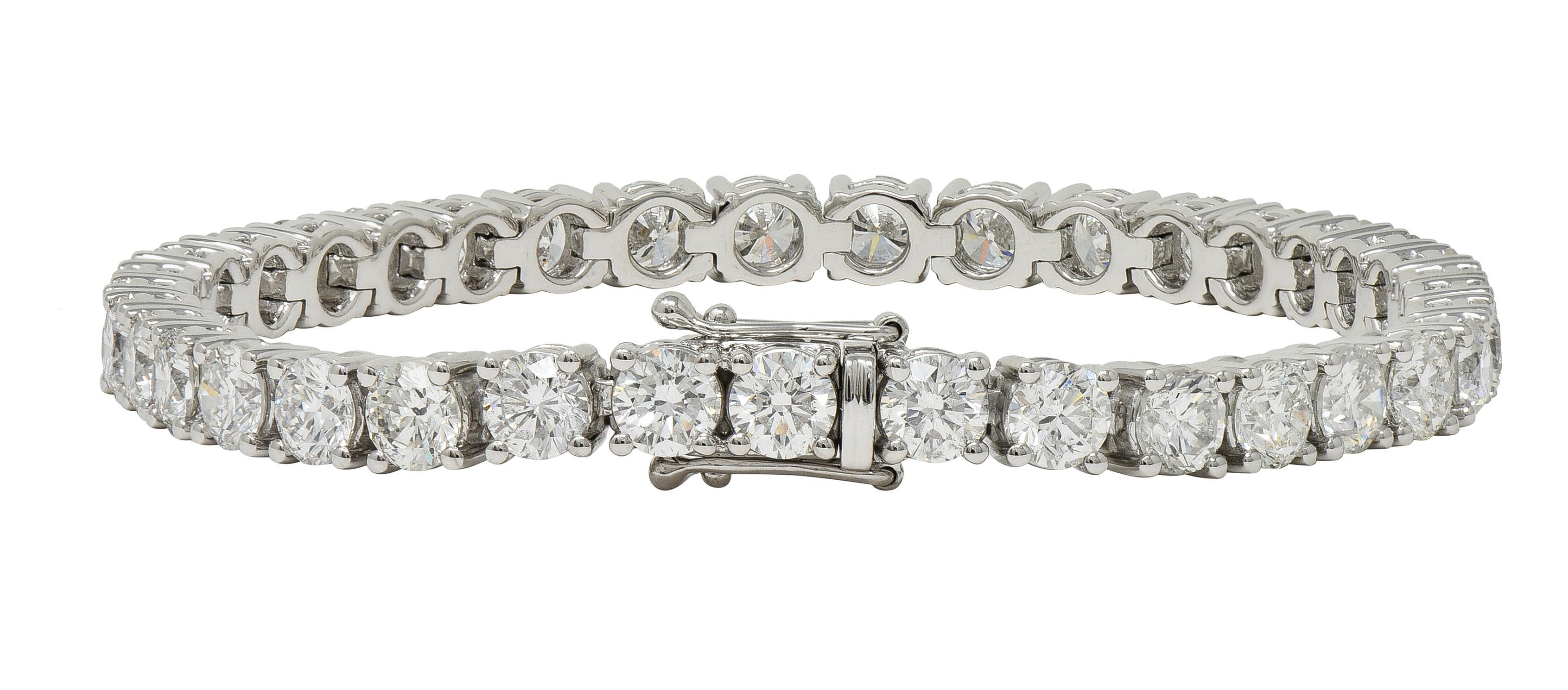 Bracciale tennis contemporaneo in platino con diamanti tondi e brillanti da 12,37 CTW in vendita 4