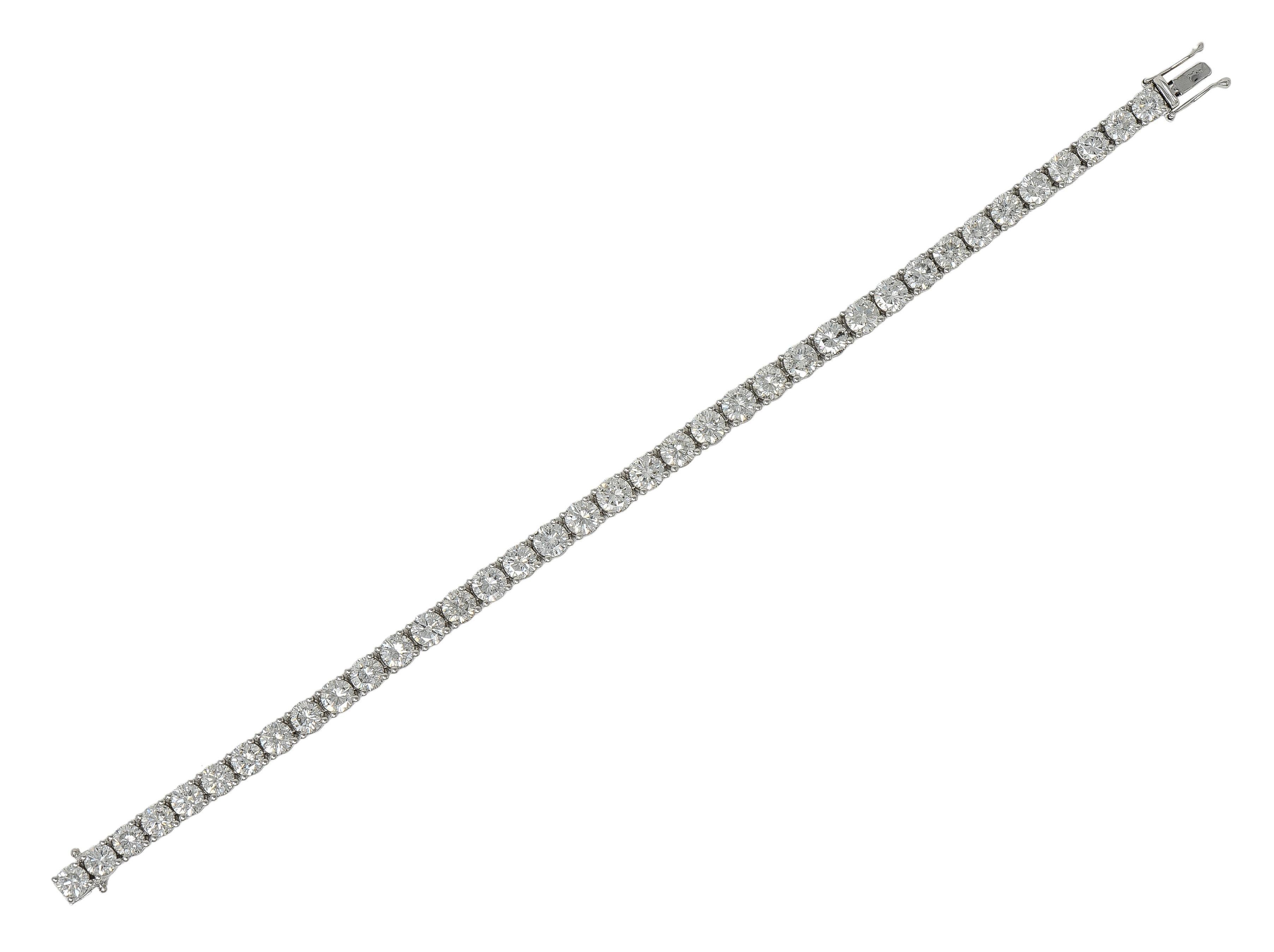 Contemporaneo Bracciale tennis contemporaneo in platino con diamanti tondi e brillanti da 12,37 CTW in vendita
