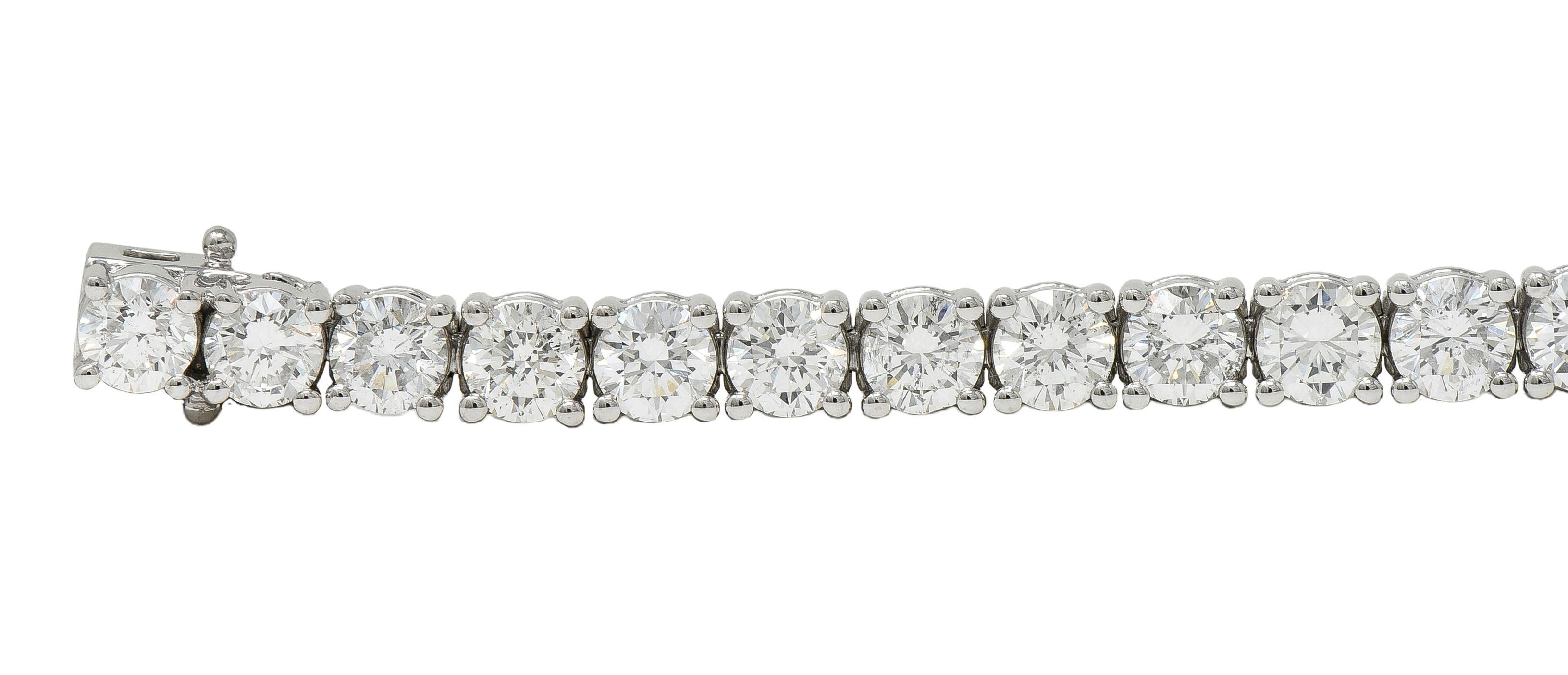Taglio brillante Bracciale tennis contemporaneo in platino con diamanti tondi e brillanti da 12,37 CTW in vendita