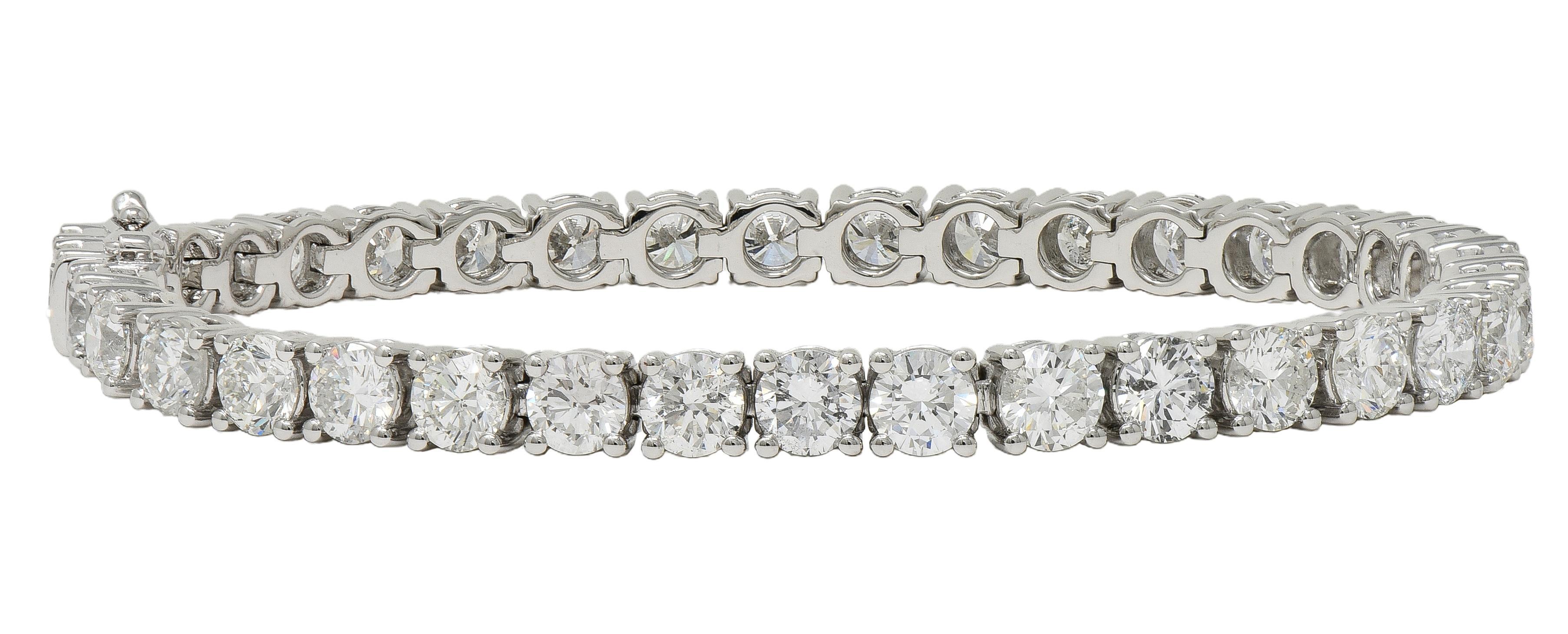 da uomo o donna Bracciale tennis contemporaneo in platino con diamanti tondi e brillanti da 12,37 CTW in vendita