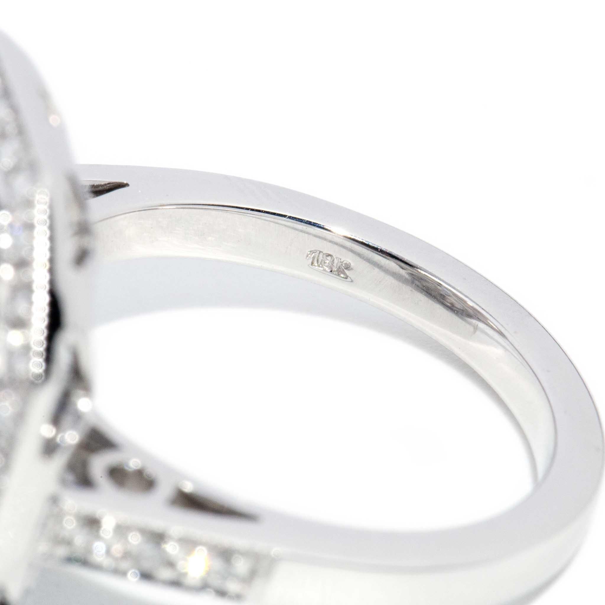 Contemporary 1.25 Carat Sapphire & Diamond Art Deco Style Ring 18ct White Gold For Sale 8