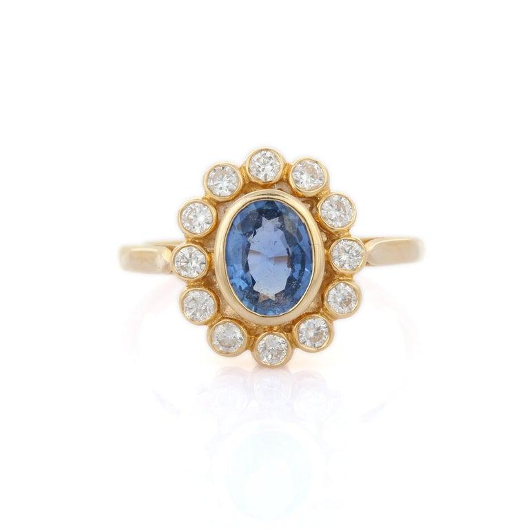 in vendita:  Anello aureola con zaffiro e diamante da 1,25 carati in oro giallo massiccio 14K 9