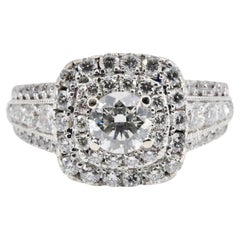 PINK CAVIAR 0.615ct White Round Brilliant Cut & Pink Diamond Halo Engagement Ring in 18ct White Gold