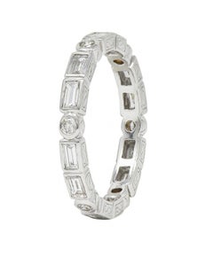 Contemporary 1.26 CTW Diamond 18 Karat Gold Eternity Wedding Band Ring