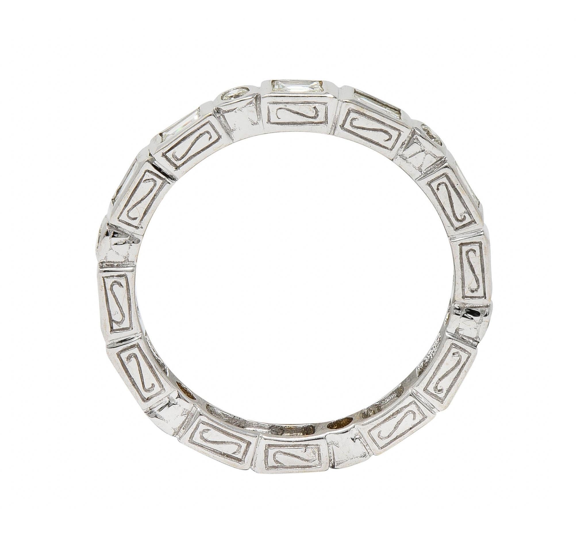 Contemporary 1.26 CTW Diamond 18 Karat Gold Eternity Wedding Band Ring For Sale 1