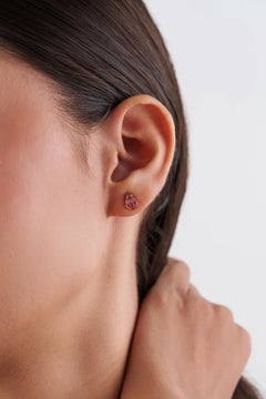 Contemporary 1.27ct Pink Tourmaline Carved Leaf Stud Earrings in 14K Yellow Gold
