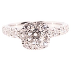 Contemporary 1.28 Carat Diamond 18 Carat White Gold Halo Engagement Ring