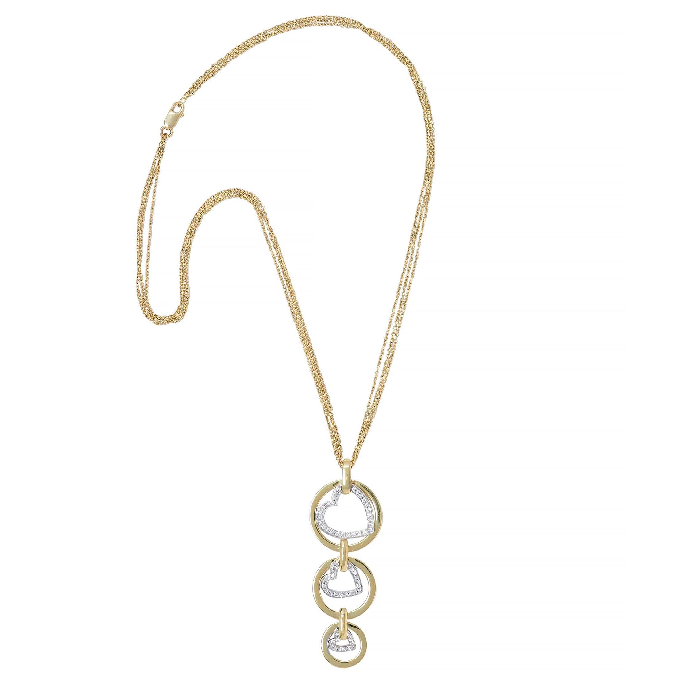 Contemporary 1.30 CTW Diamant 18 Karat zweifarbiges Gold Herz-Anhänger Halskette (Brillantschliff) im Angebot