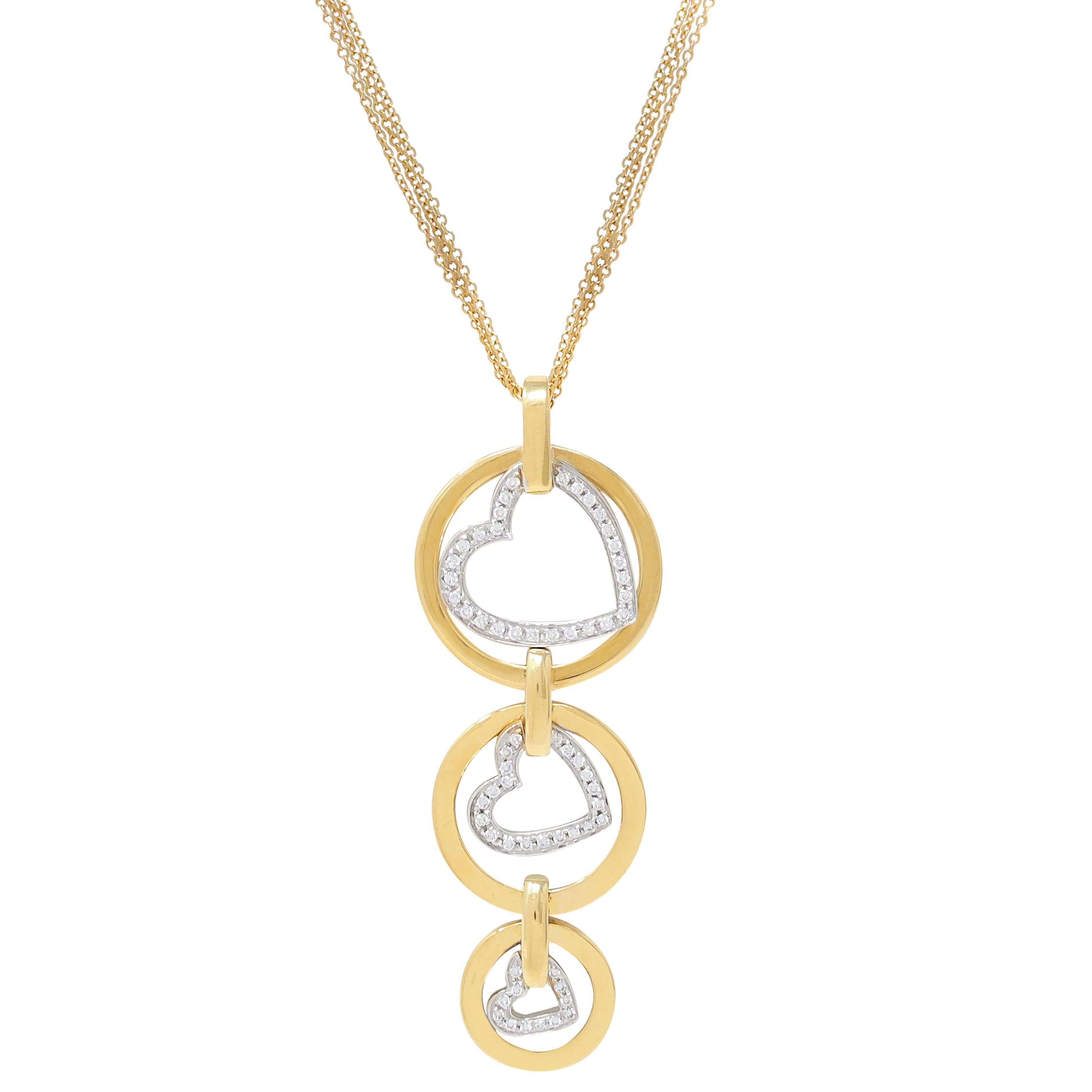 Collana con ciondolo a cuore in oro bicolore 18 carati con diamante 1,30 CTW Contemporary