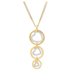 Contemporary 1.30 CTW Diamond 18 Karat Two-Tone Gold Heart Pendant Necklace