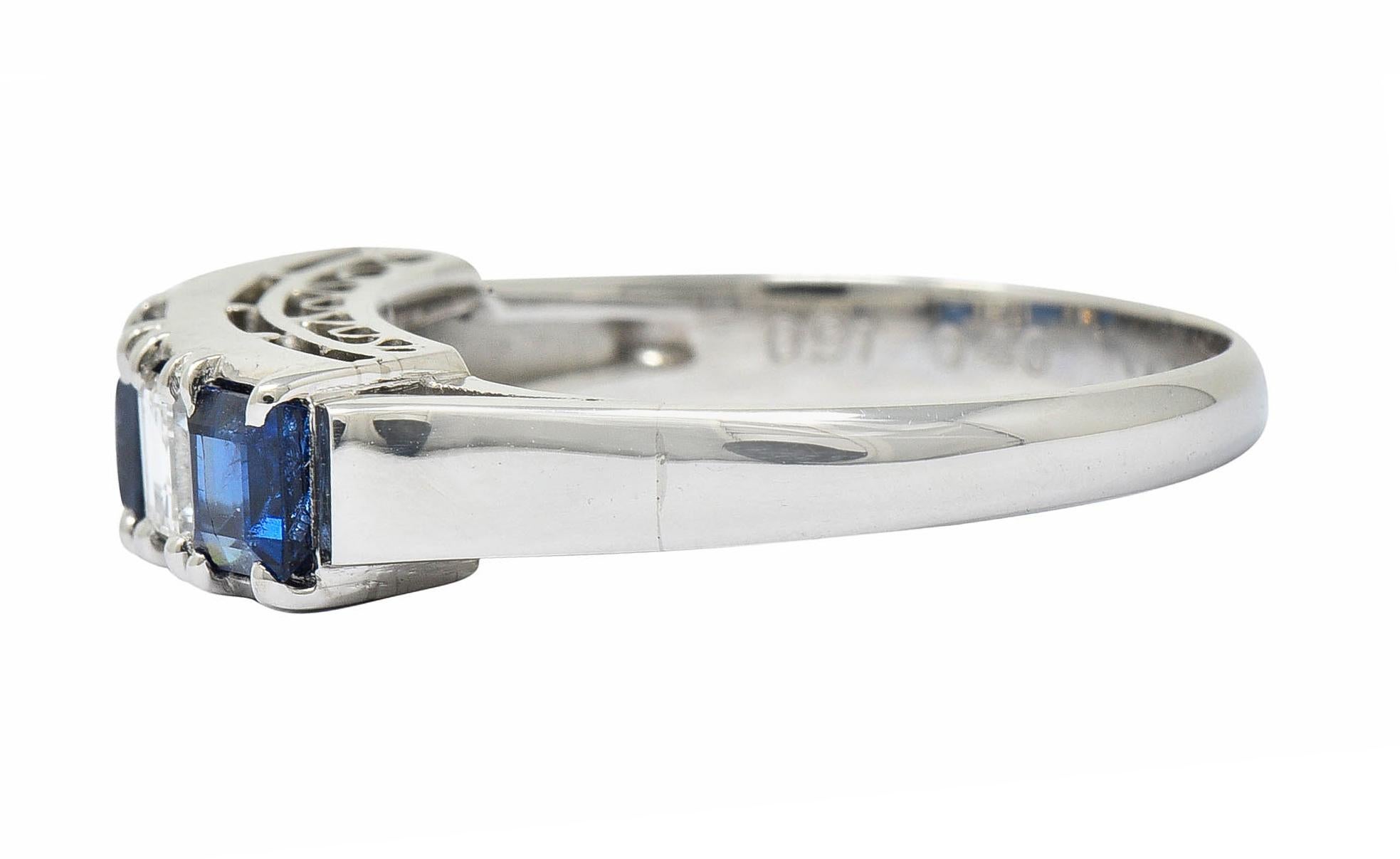 Contemporary 1.31 Carat Sapphire Diamond Platinum Five-Stone Band Ring 1