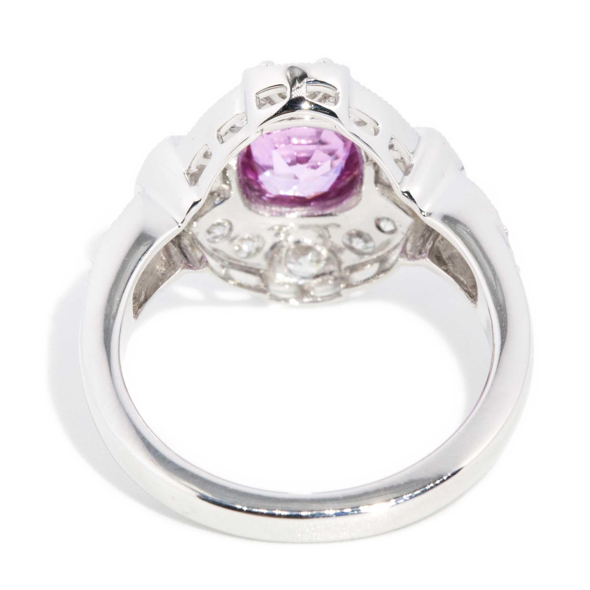 Contemporary 1,37ct Pink Sapphire & Diamant Ring 18ct Weißgold 5