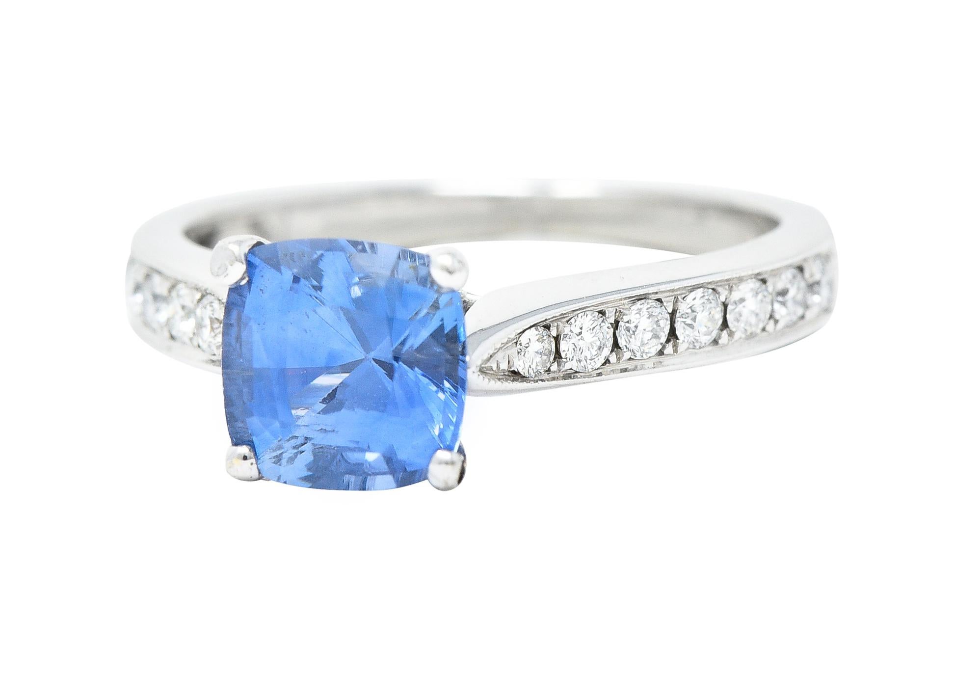 Contemporary 1.38 Carats Sapphire Diamond 18 Karat White Gold Gemstone Ring 1