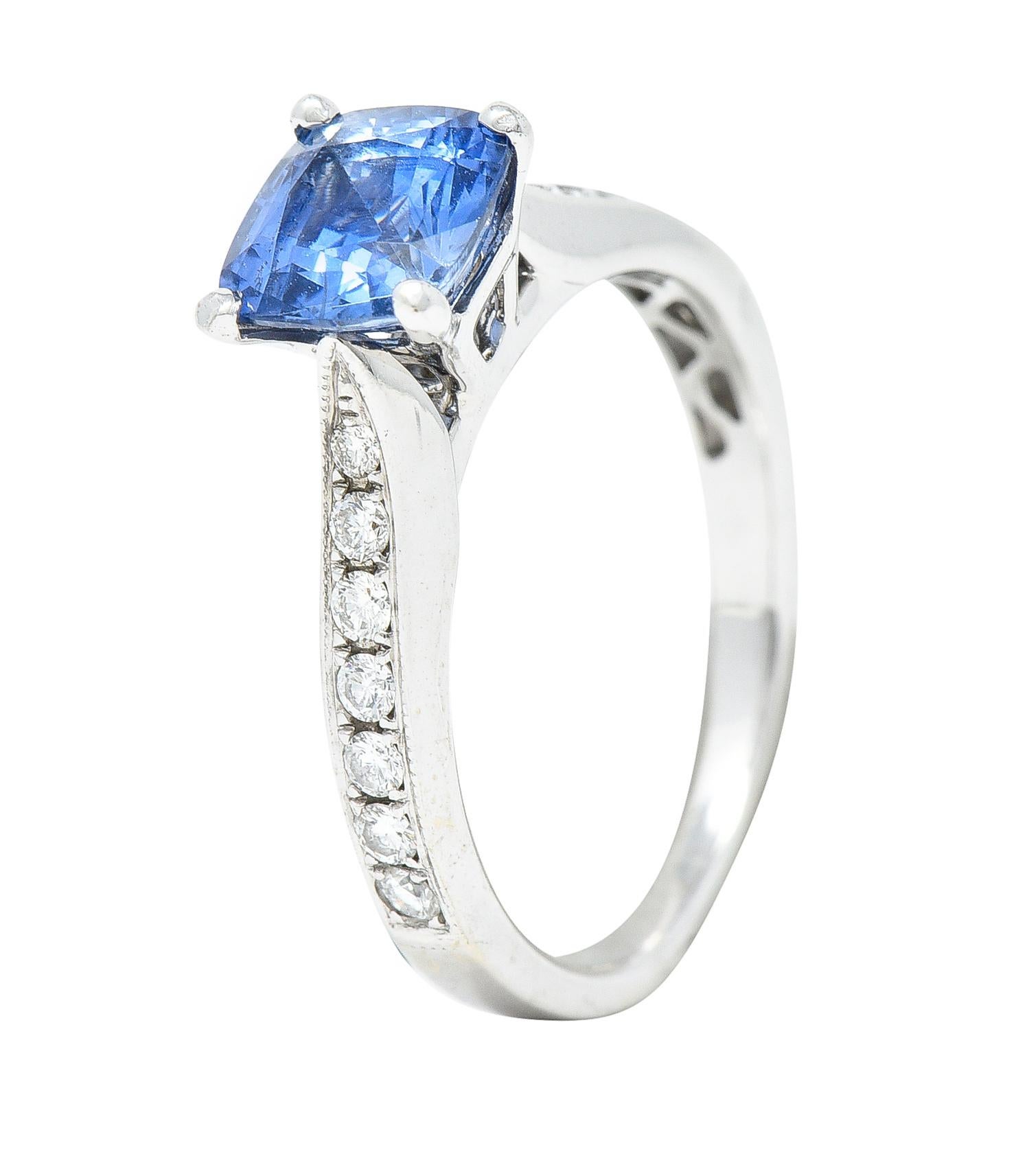 Contemporary 1.38 Carats Sapphire Diamond 18 Karat White Gold Gemstone Ring 2