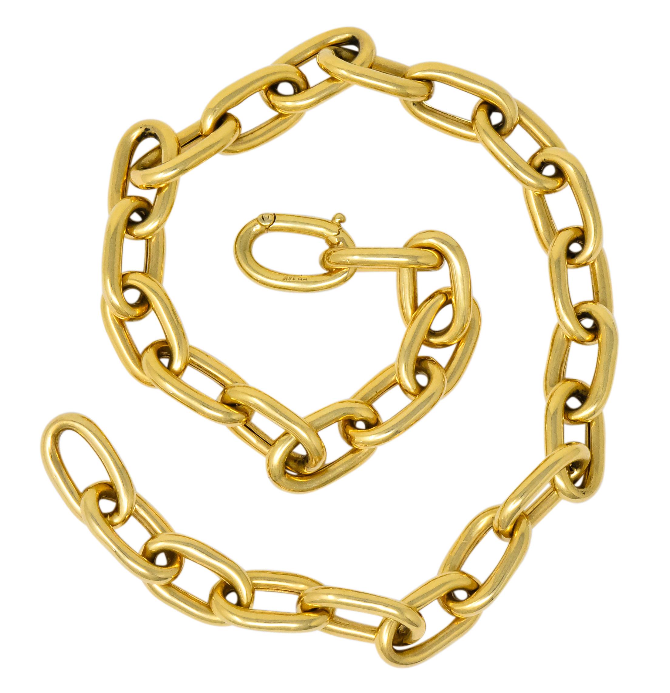 Women's or Men's Contemporary 14 Karat Gold Oversized Oblong Chain Link Necklace