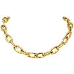 Contemporary 14 Karat Gold Oversized Oblong Chain Link Necklace