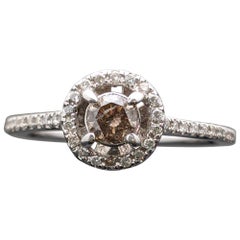 Contemporary 14 Karat White Gold Champagne Diamond Ring