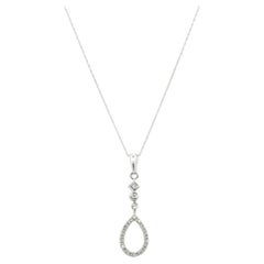 Contemporary 14 Karat White Gold Diamond Teardrop Pendant Necklace