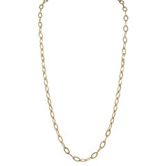 Contemporary 14 Karat Yellow Gold Fancy Navette Link Chain Necklace