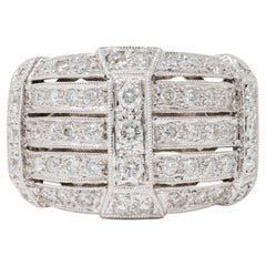 Contemporary 1.40 CTW Diamond 18 Karat White Gold Wide Strap Band Ring