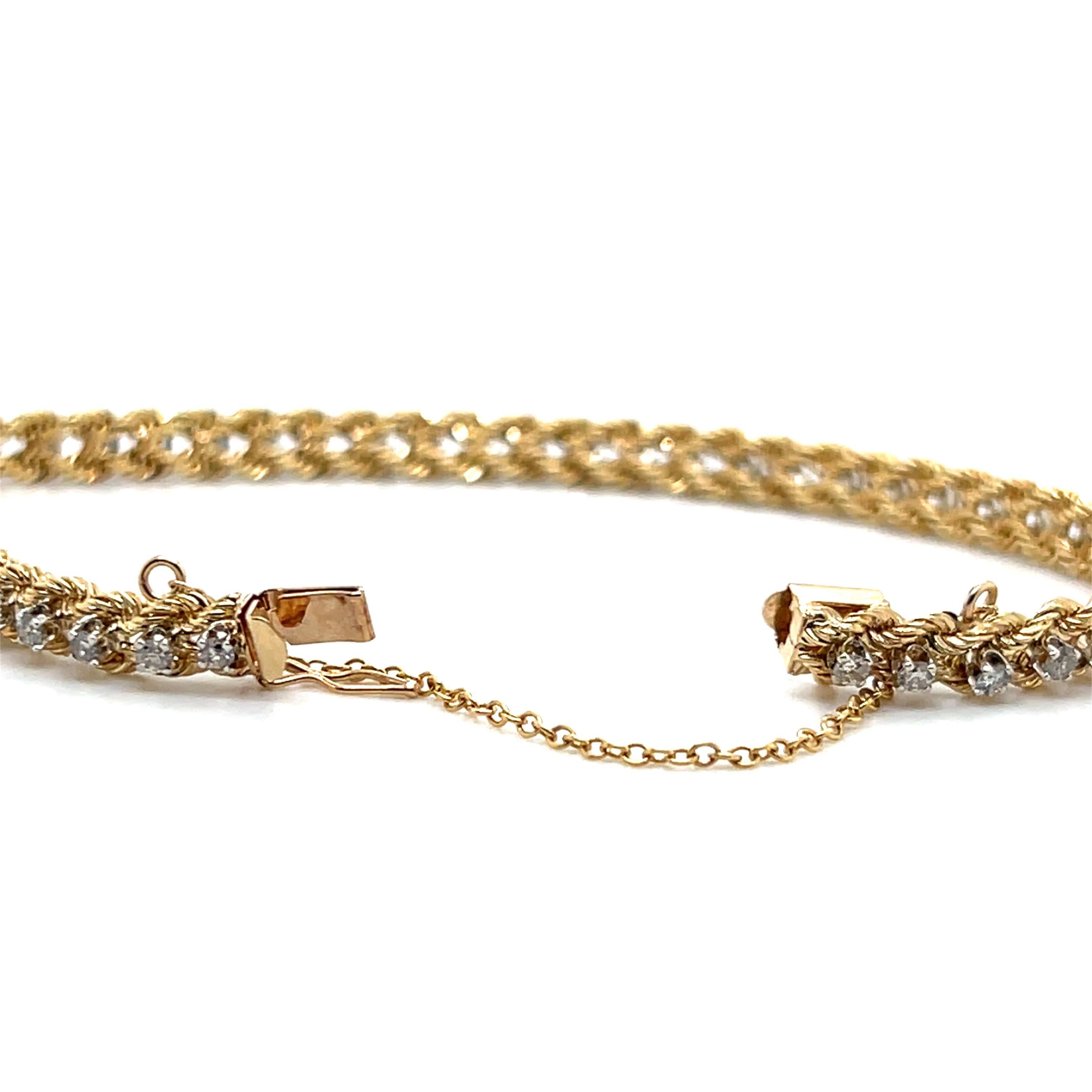 Pulsera contemporánea de cuerda retorcida de oro de 14k de dos tonos y 1,44 tcw de diamantes en venta 2