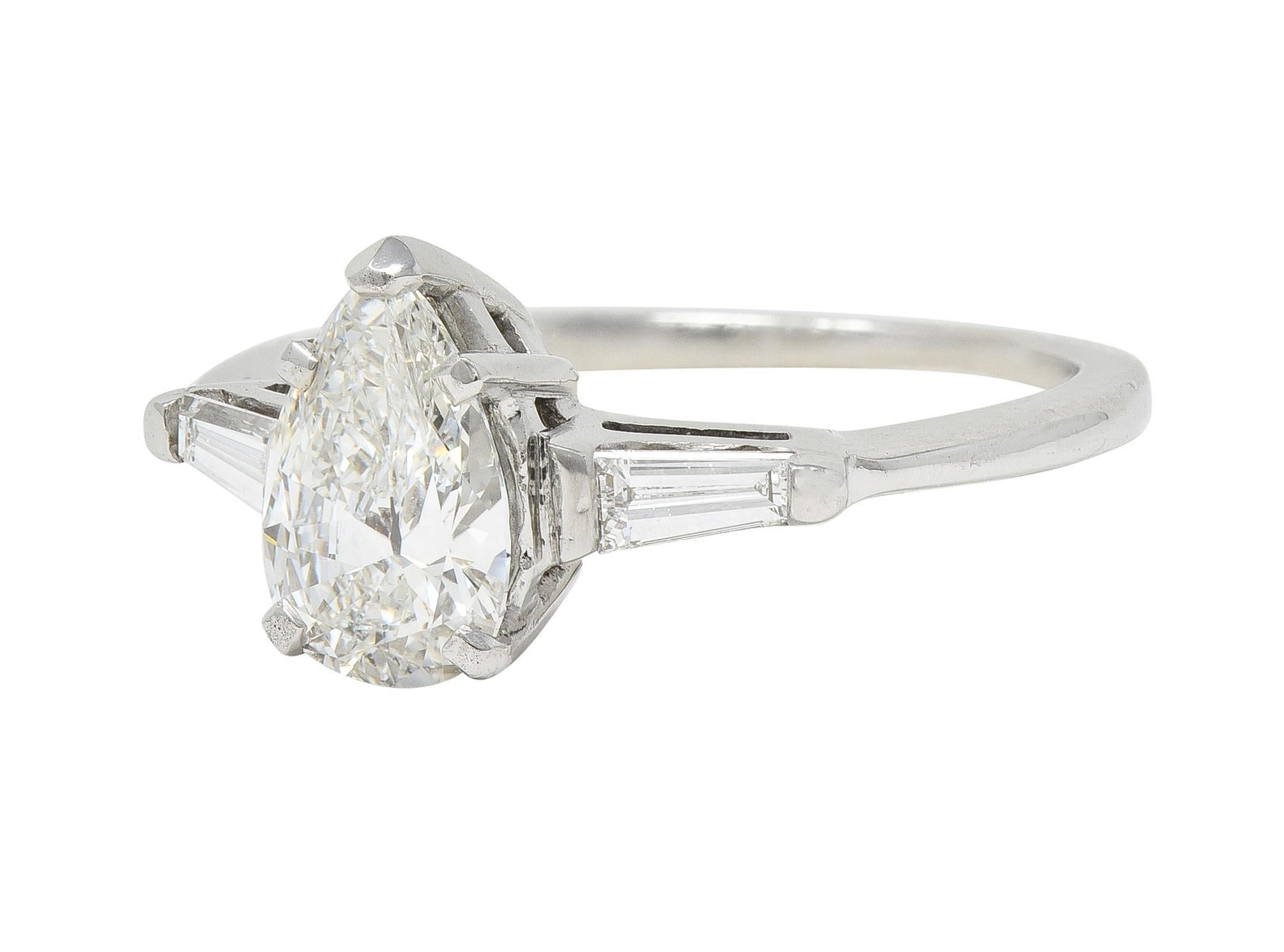 Contemporary 1,46 CTW Birne Diamant 14 Karat Weißgold Verlobungsring GIA im Angebot 1