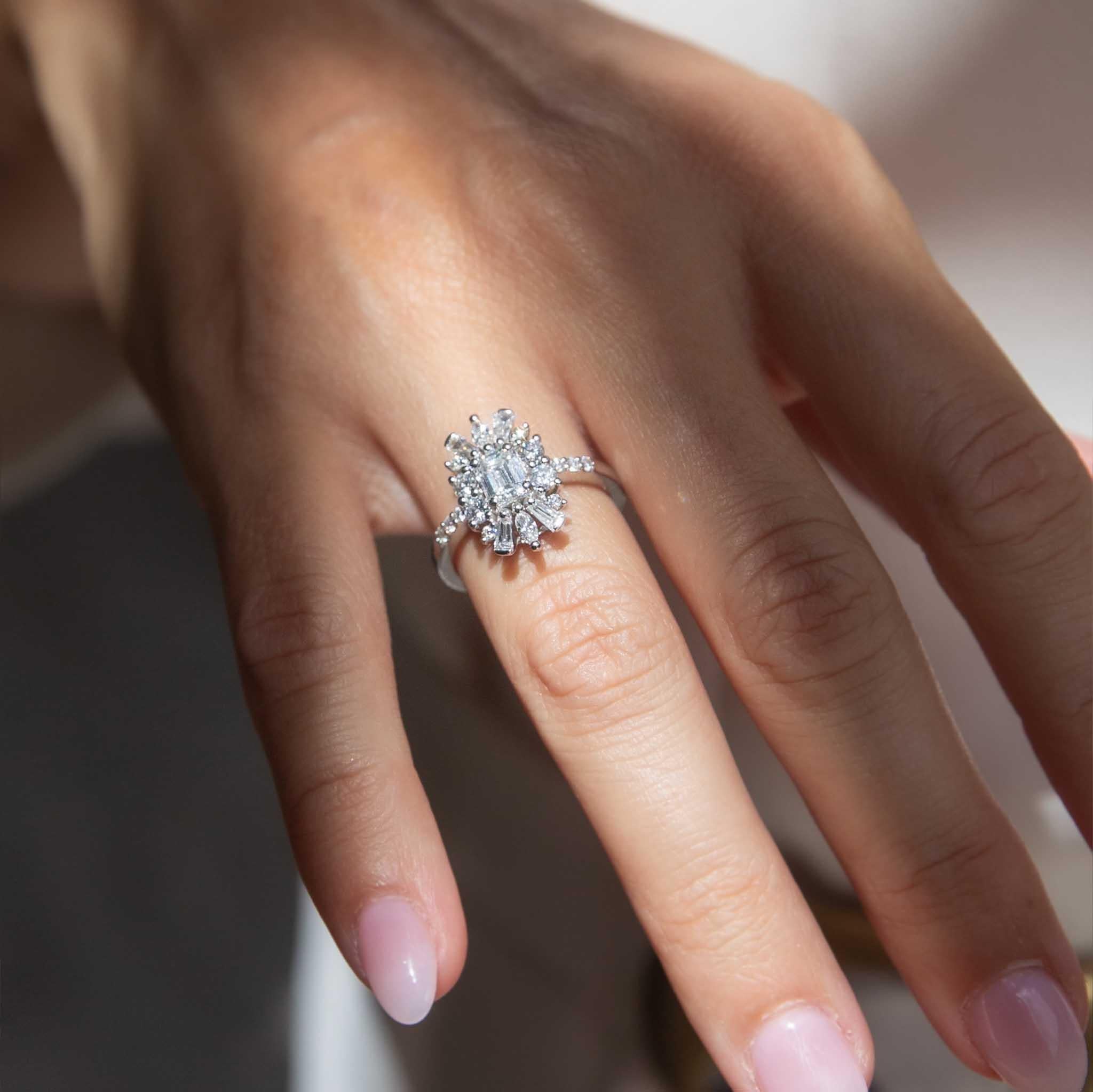 SHIMMERING PROMISE 

Beneath the light, a story unfolds, 
A brilliance captured, timeless and bold. 
Its dance of splendor, a star’s embrace, 
A radiant vow in an endless space. 

Each facet whispers of dreams untold, 
Of cherished moments, a love