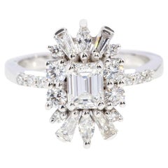 Contemporary 1.47 Carat Diamond Cluster Ring 18 Carat White Gold