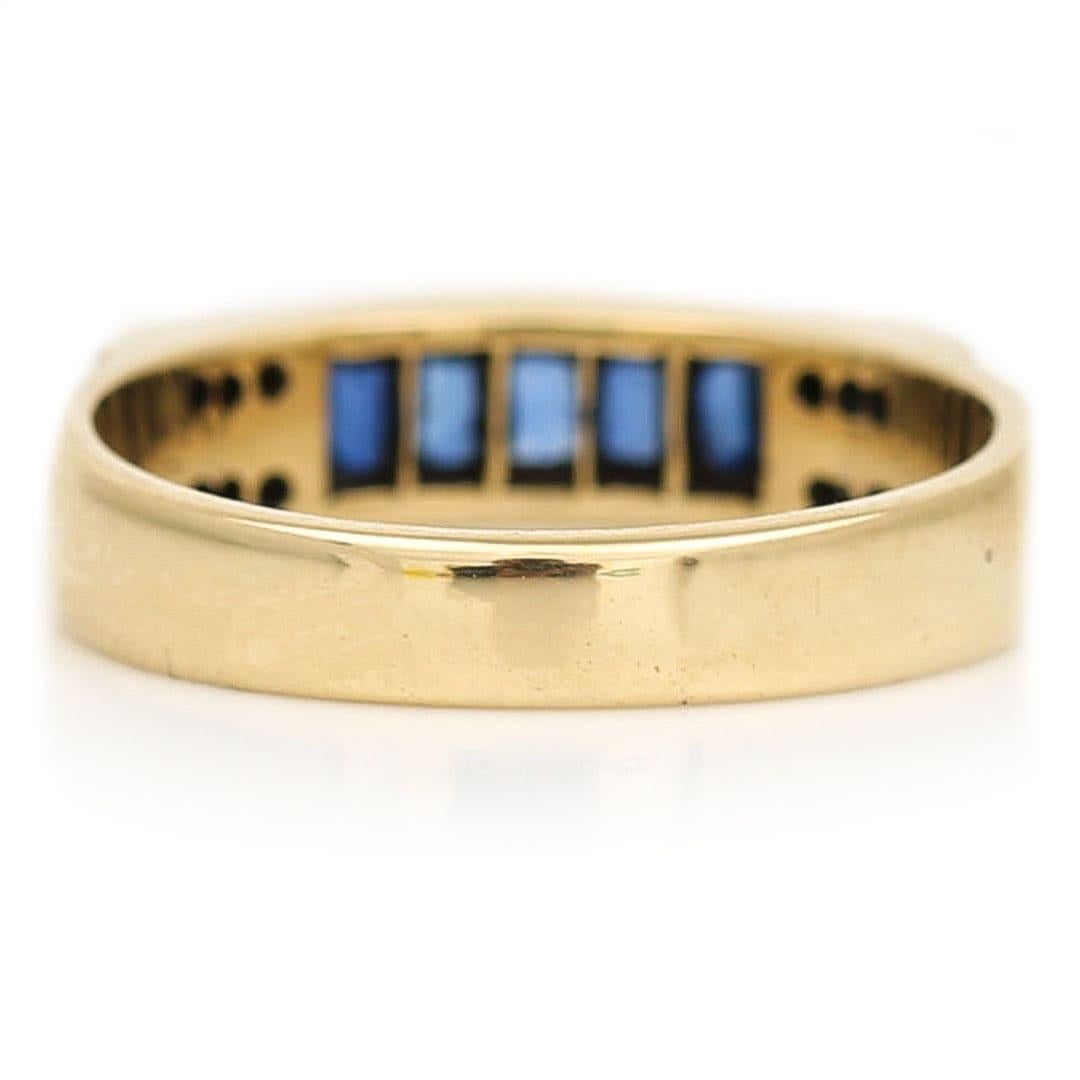 Contemporary 14ct Yellow Gold Sapphire and Diamond Half Eternity Ring 5