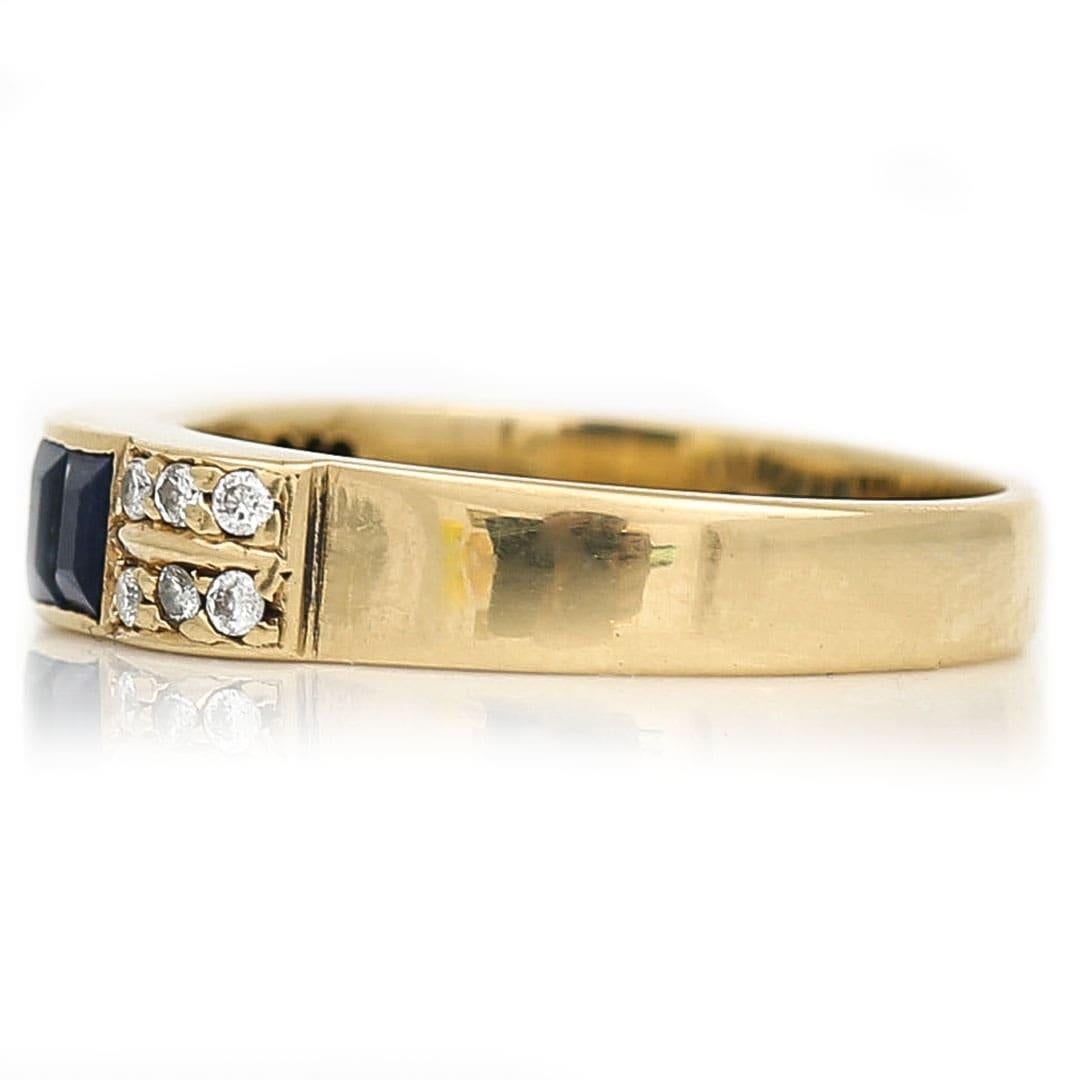 Women's or Men's Contemporary 14ct Yellow Gold Sapphire and Diamond Half Eternity Ring