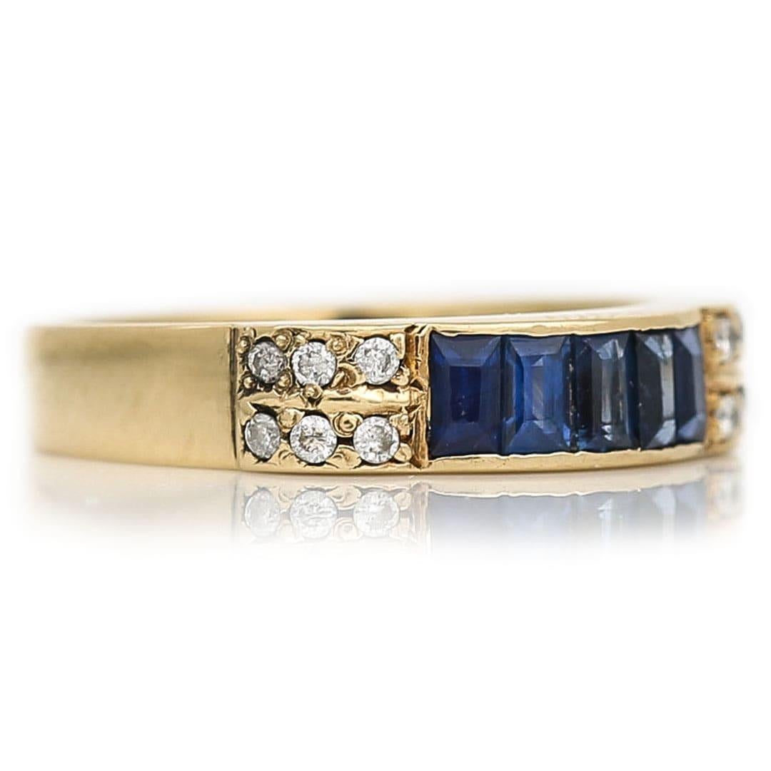 Contemporary 14ct Yellow Gold Sapphire and Diamond Half Eternity Ring 1