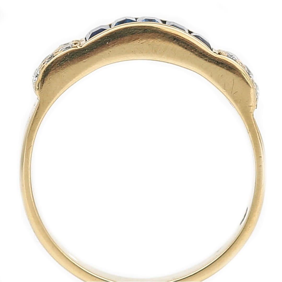 Contemporary 14ct Yellow Gold Sapphire and Diamond Half Eternity Ring 4