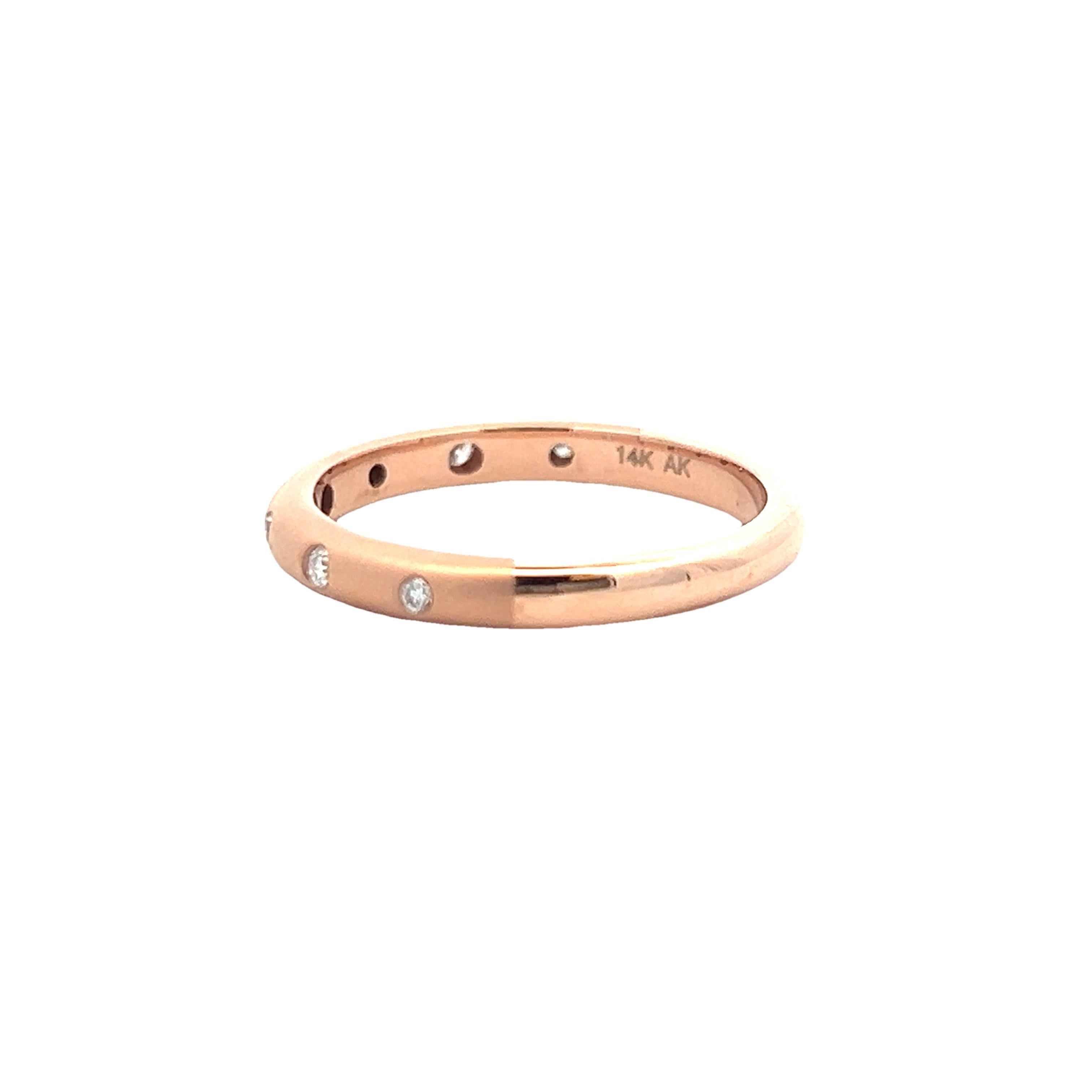 Contemporary 14k Rose Gold Diamond Band by Allison Kaufman In Excellent Condition In Lexington, KY
