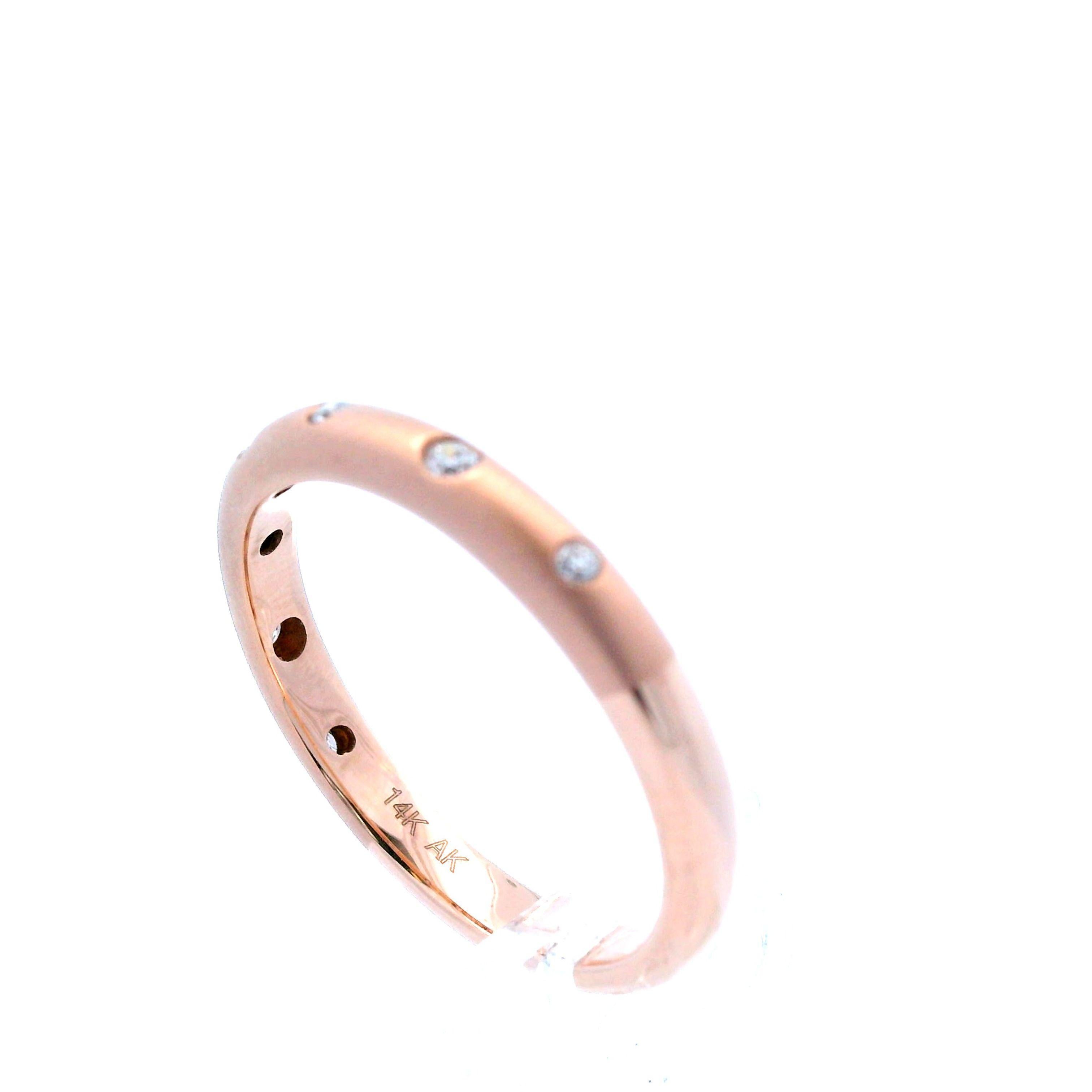 Women's Contemporary 14k Rose Gold Diamond Band by Allison Kaufman