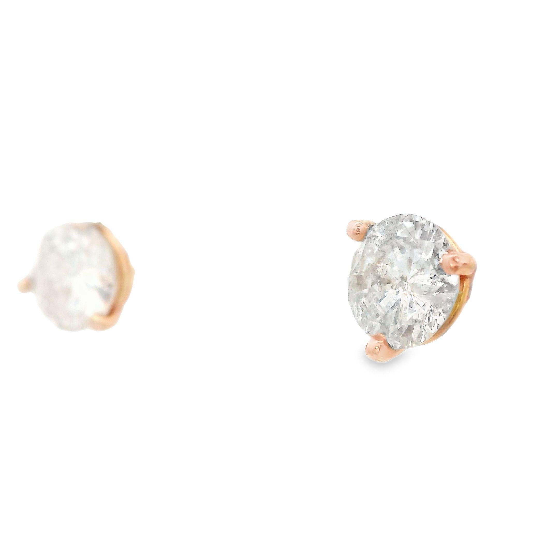 Orecchini contemporanei con diamante in oro rosa 14k In condizioni ottime in vendita a Lexington, KY