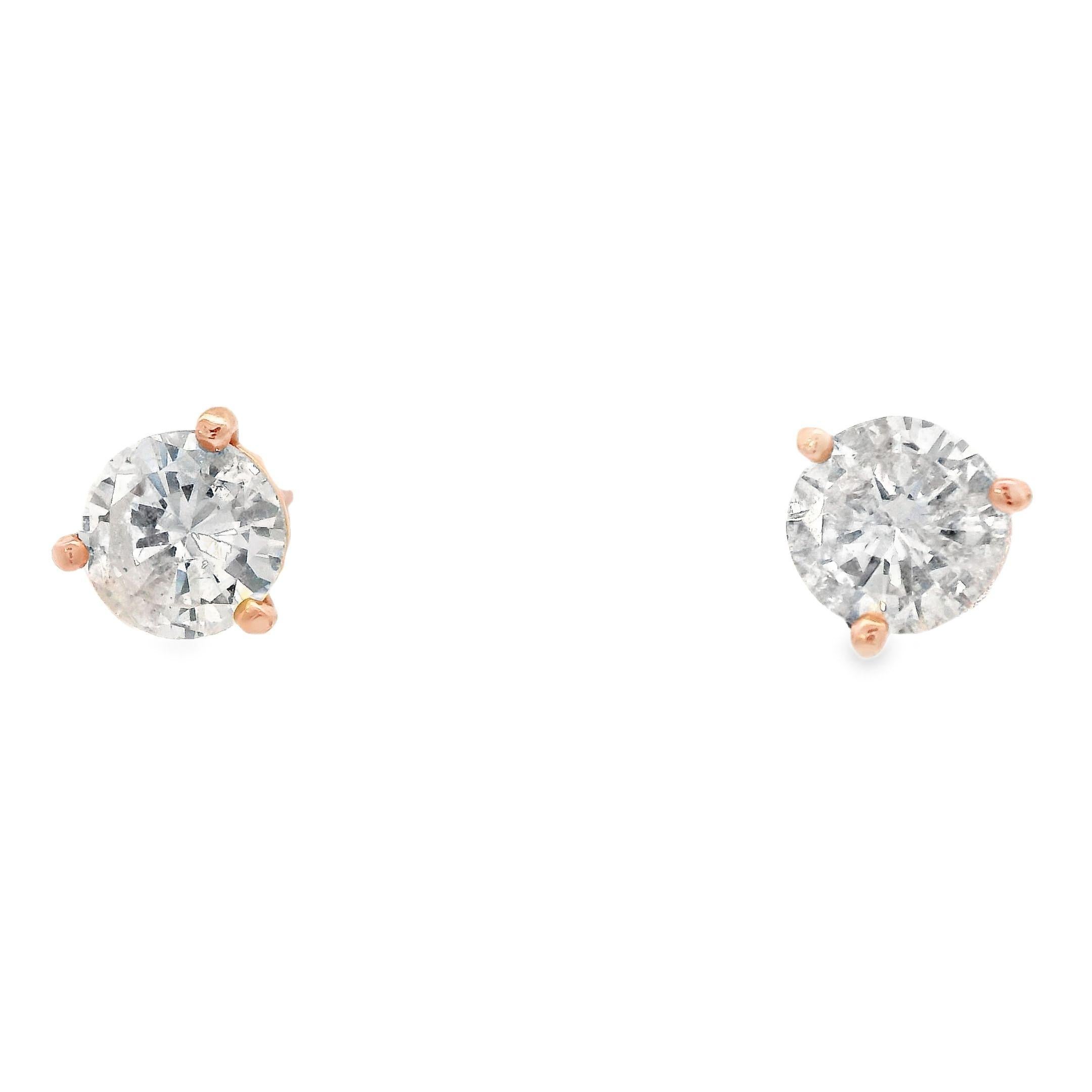 Orecchini contemporanei con diamante in oro rosa 14k in vendita 2