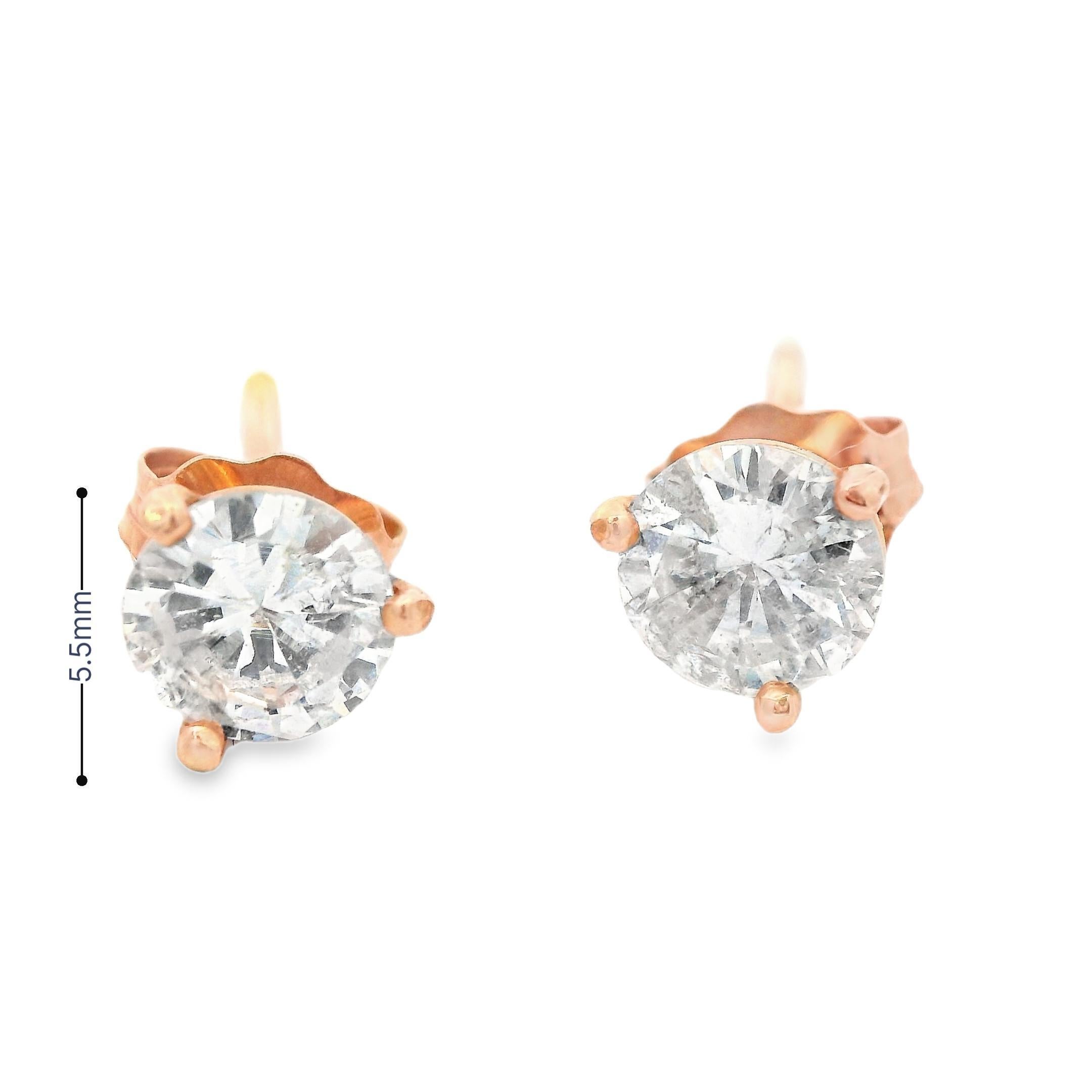 Orecchini contemporanei con diamante in oro rosa 14k in vendita 3