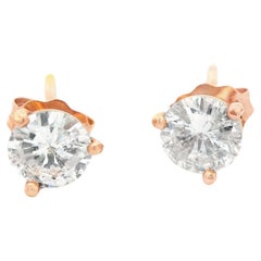 Contemporary 14k Rose Gold Diamond Stud Earrings