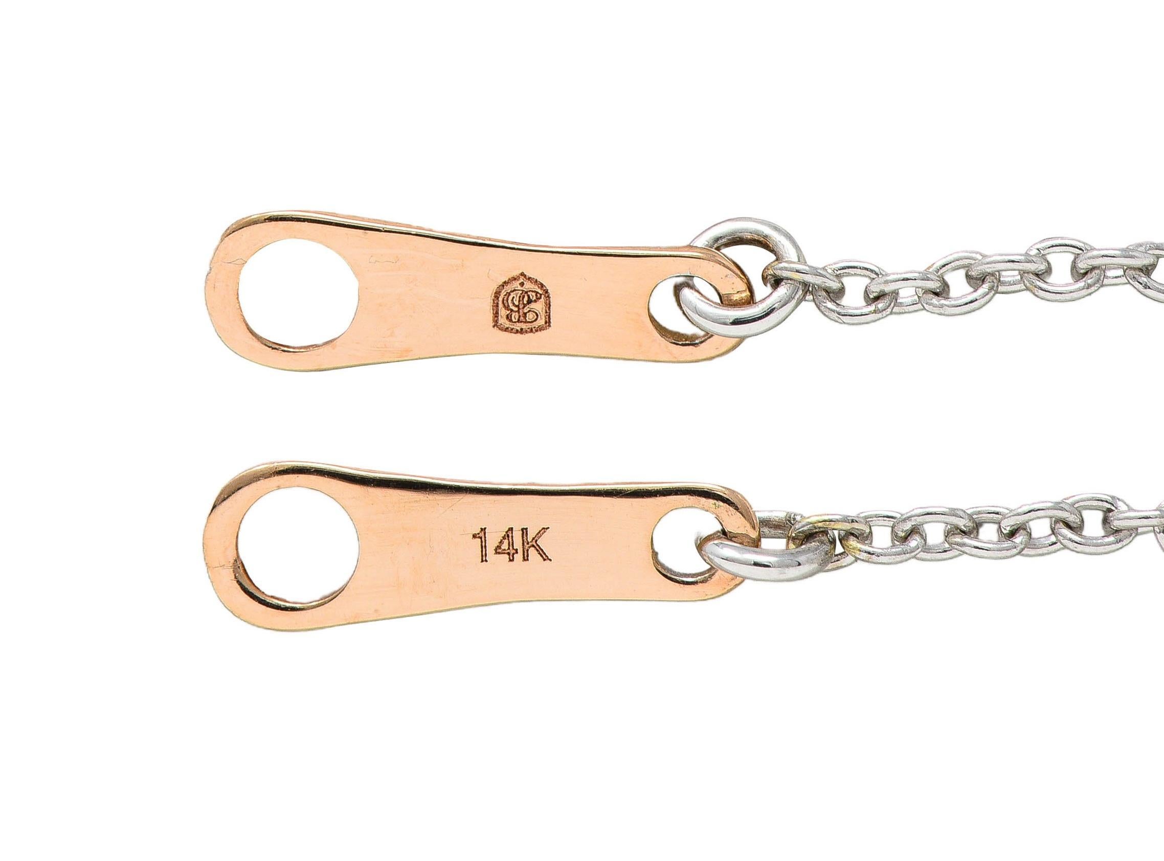 Collana a catena contemporanea a due toni in oro rosa e bianco 14 carati in vendita 1
