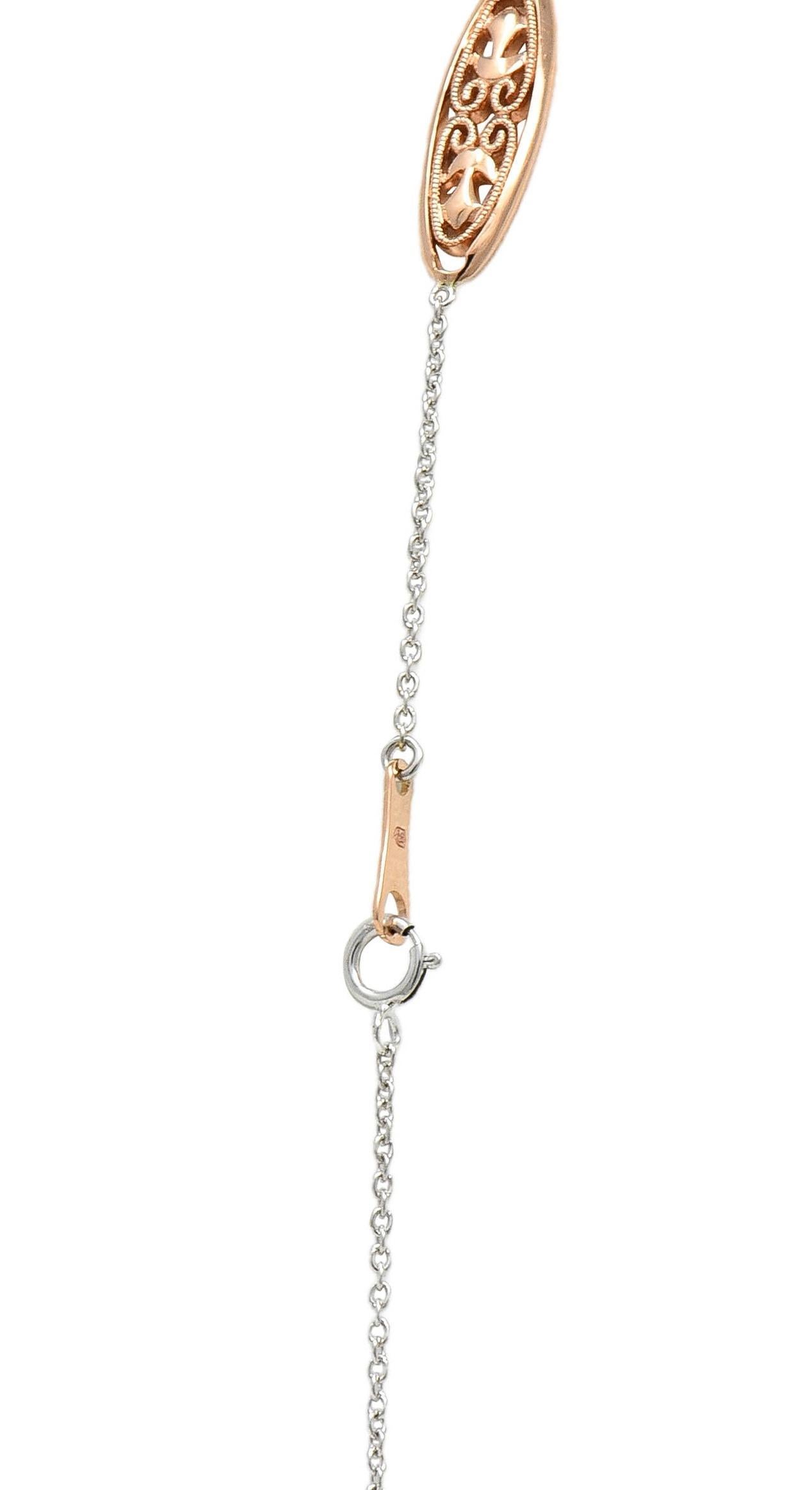 Collana a catena contemporanea a due toni in oro rosa e bianco 14 carati in vendita 4