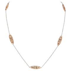 Contemporary 14K Two-Tone Rose White Gold Contemporary Station Chain Necklace