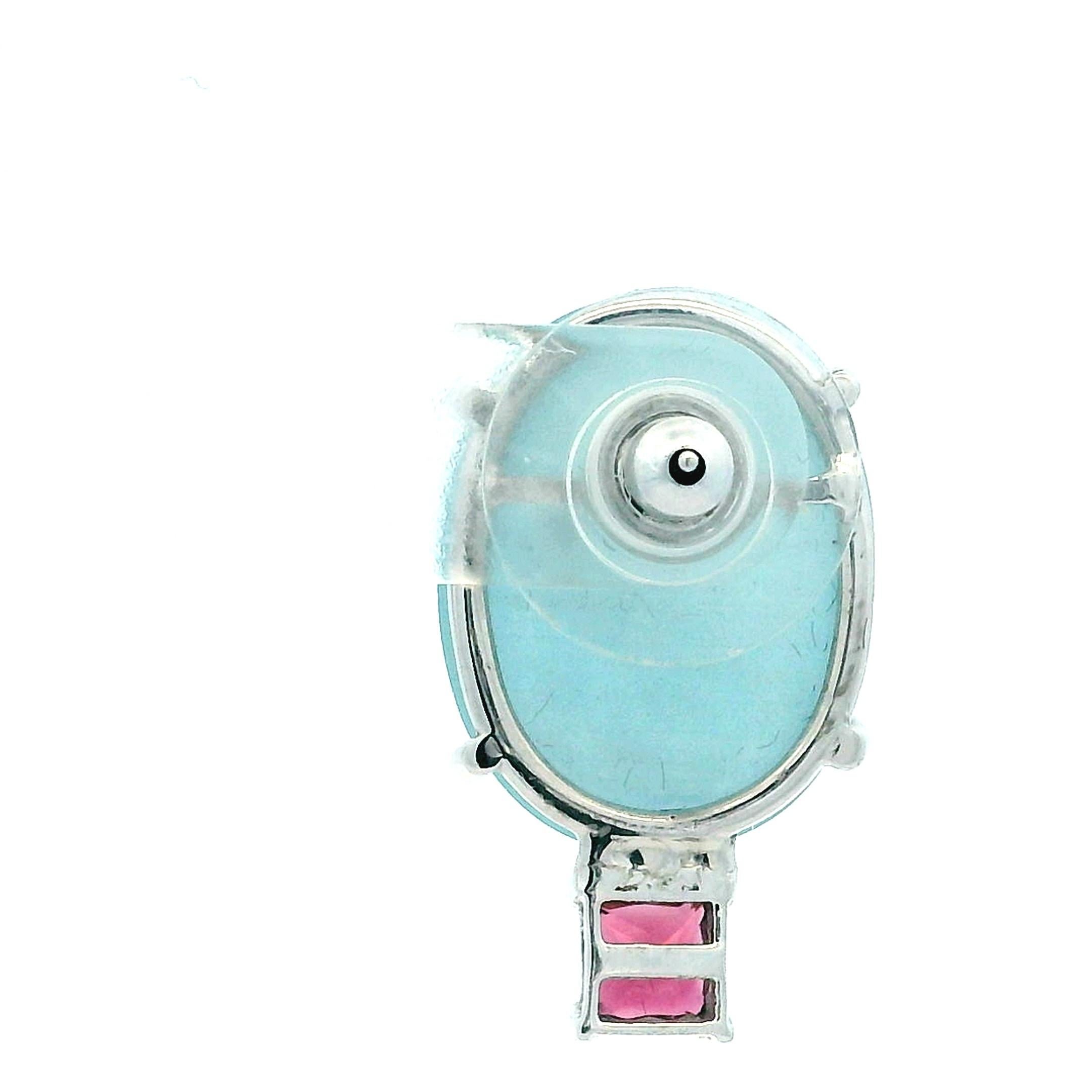 Orecchini contemporanei in oro bianco 14K con acquamarina e tormalina rosa in vendita 1